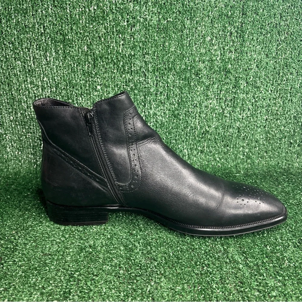 Johnston &‎ Murphy Mens Size 12 M Black Leather Side Zip Chelsea Boots EUC
